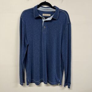 Tommy Bahama Men's L Navy Long Sleeve Polo Shirt Modal Blend Casual Golf Travel